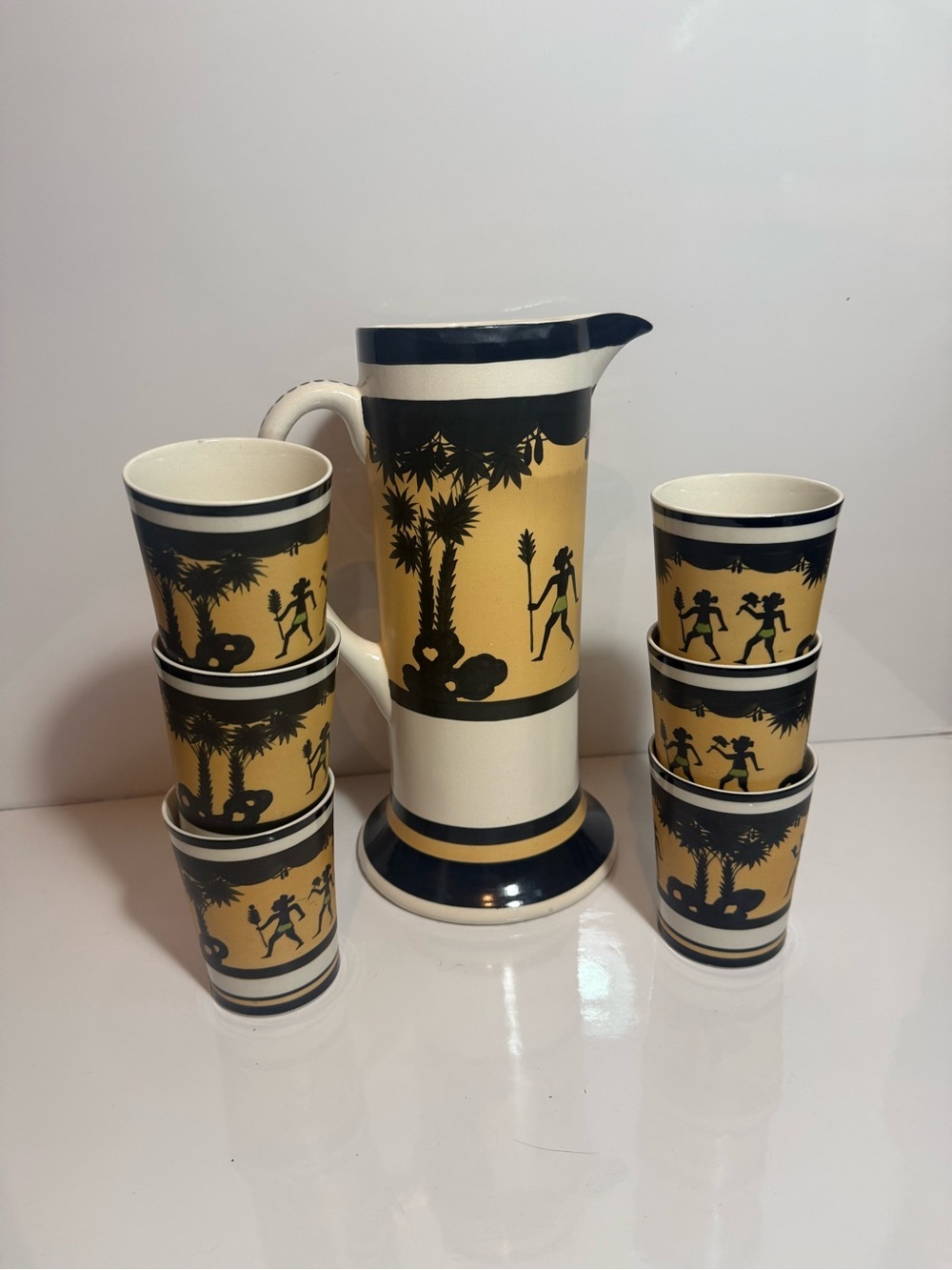 Vintage Satsuma? Ware Pottery Tea Set. 7 Pieces. See Desc.
